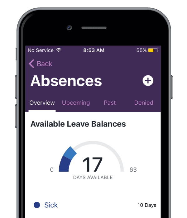 Frontline iPhone Mobile App Absence Balance