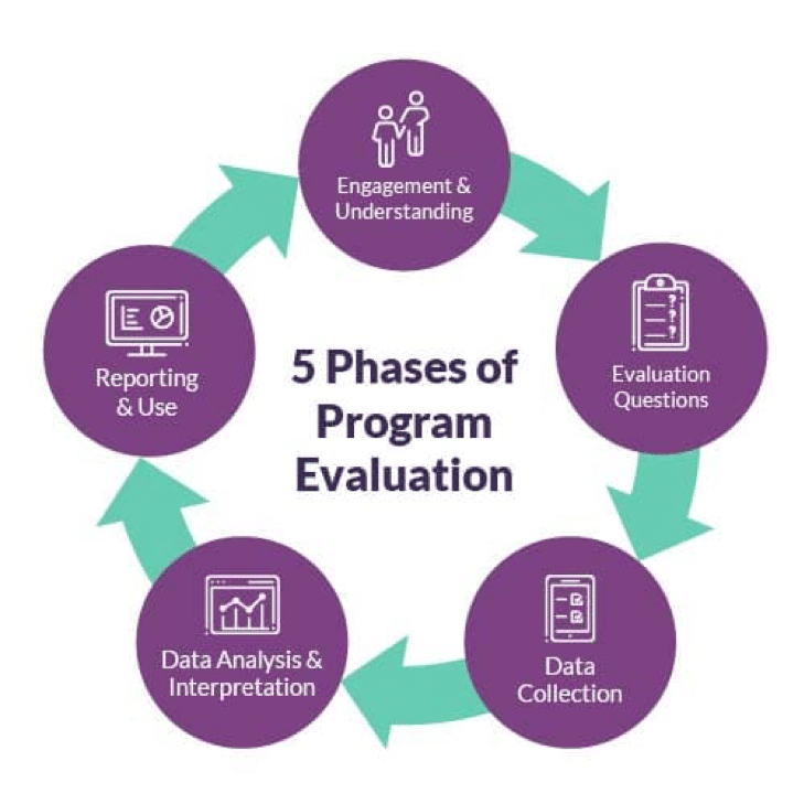 Undergo the 5 stages of program evaluation for professional development. 