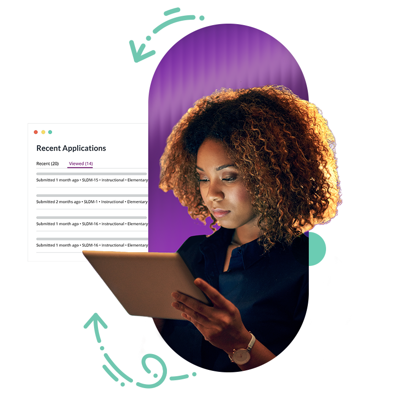 Woman reading HR applications on a tablet